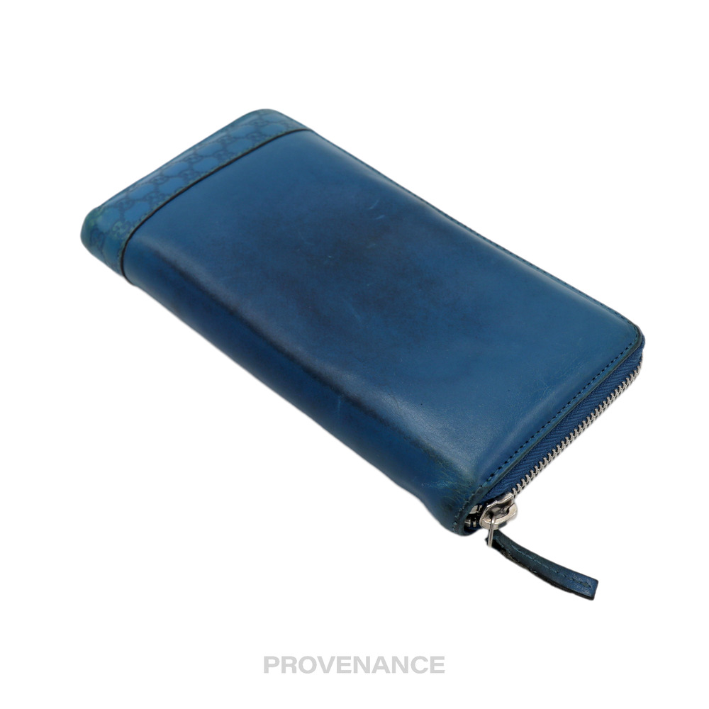🔴 Gucci Long Zip Wallet - Blue MicroGuccissima Leather - Picture 4 of 8